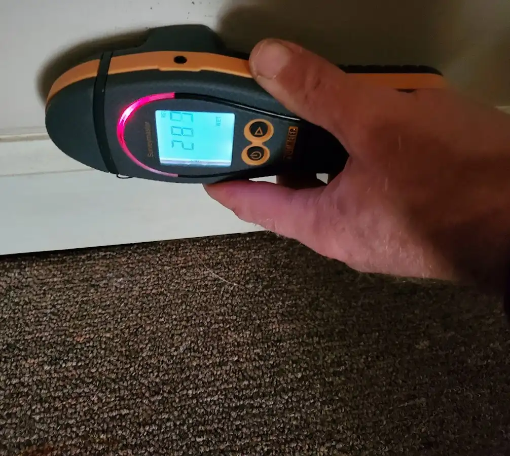 Moisture detection at baseboard during Burst Pipe Cleanup in Mansfield